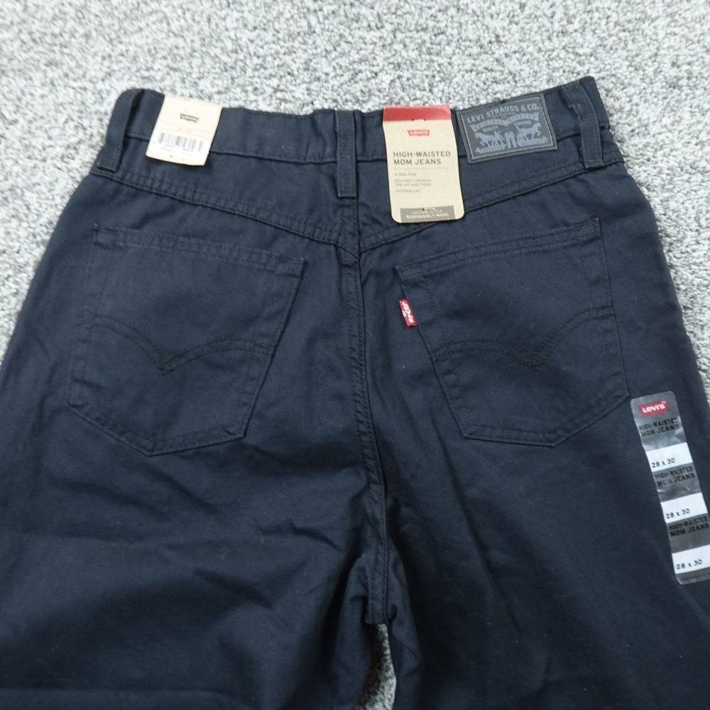 NEW Levis Jeans Womens 28 Dark Black Denim Pants High Waisted Mom Tapered Leg